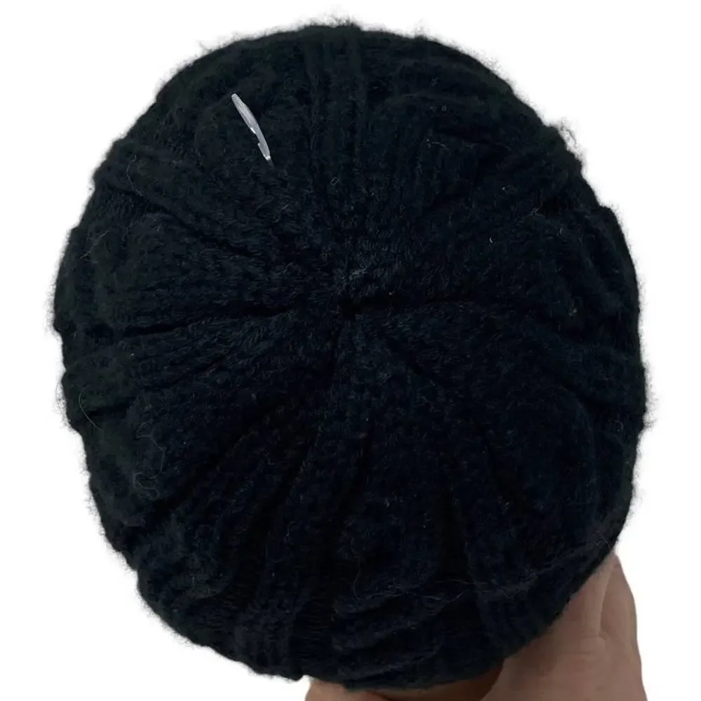 HEAT HOLDERS Black Cable Knit Fleece Women's Winter Cap Beanie Hat
